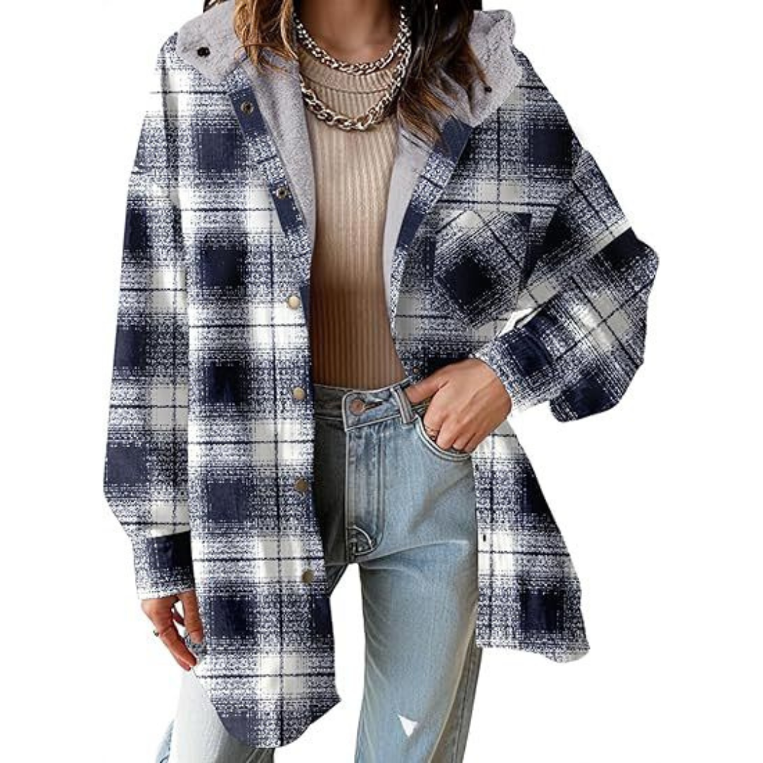 Mellony | Relaxed Fit Hooded Plaid Jacket