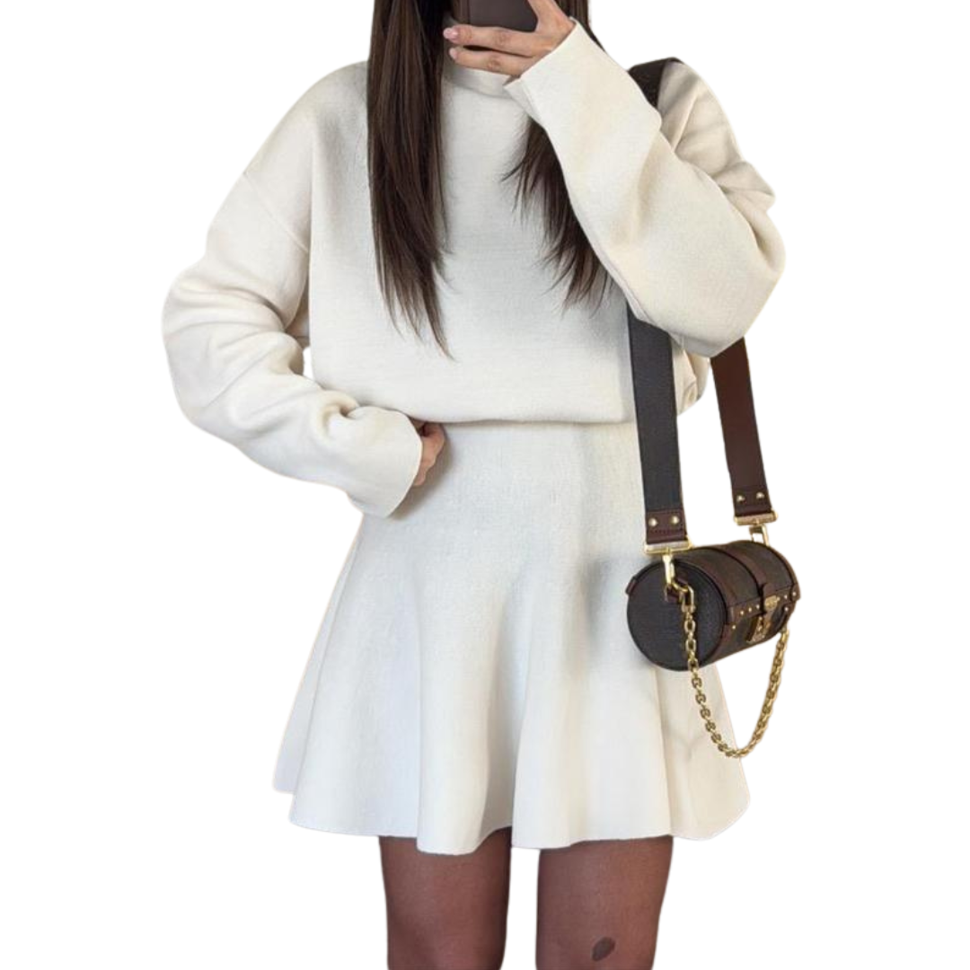 Joetta | Half-High Neck Loose Fit Knit Sweater Dress