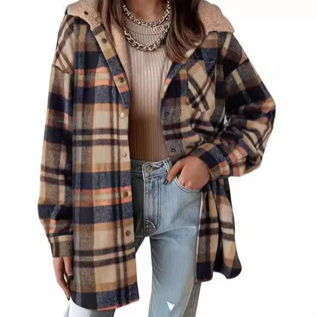 Mellony | Relaxed Fit Hooded Plaid Jacket