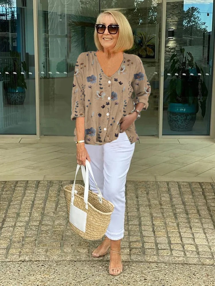 Edita | Cotton and Linen Floral Top