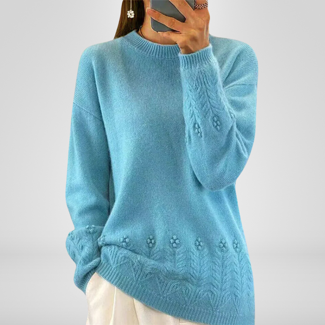 Jackalyn | Scandinavian Floral Knit Sweater