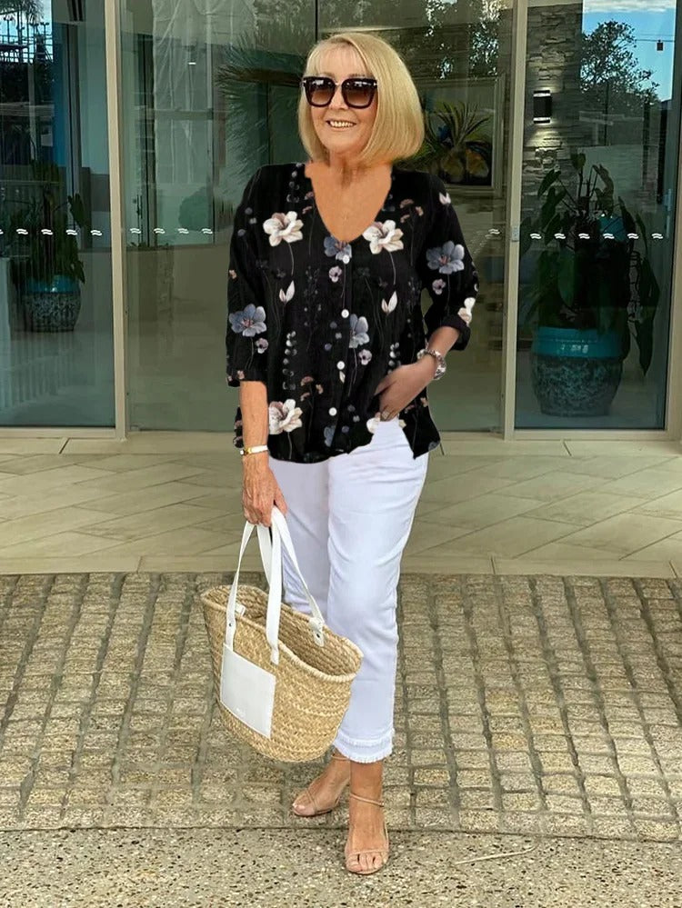 Edita | Cotton and Linen Floral Top