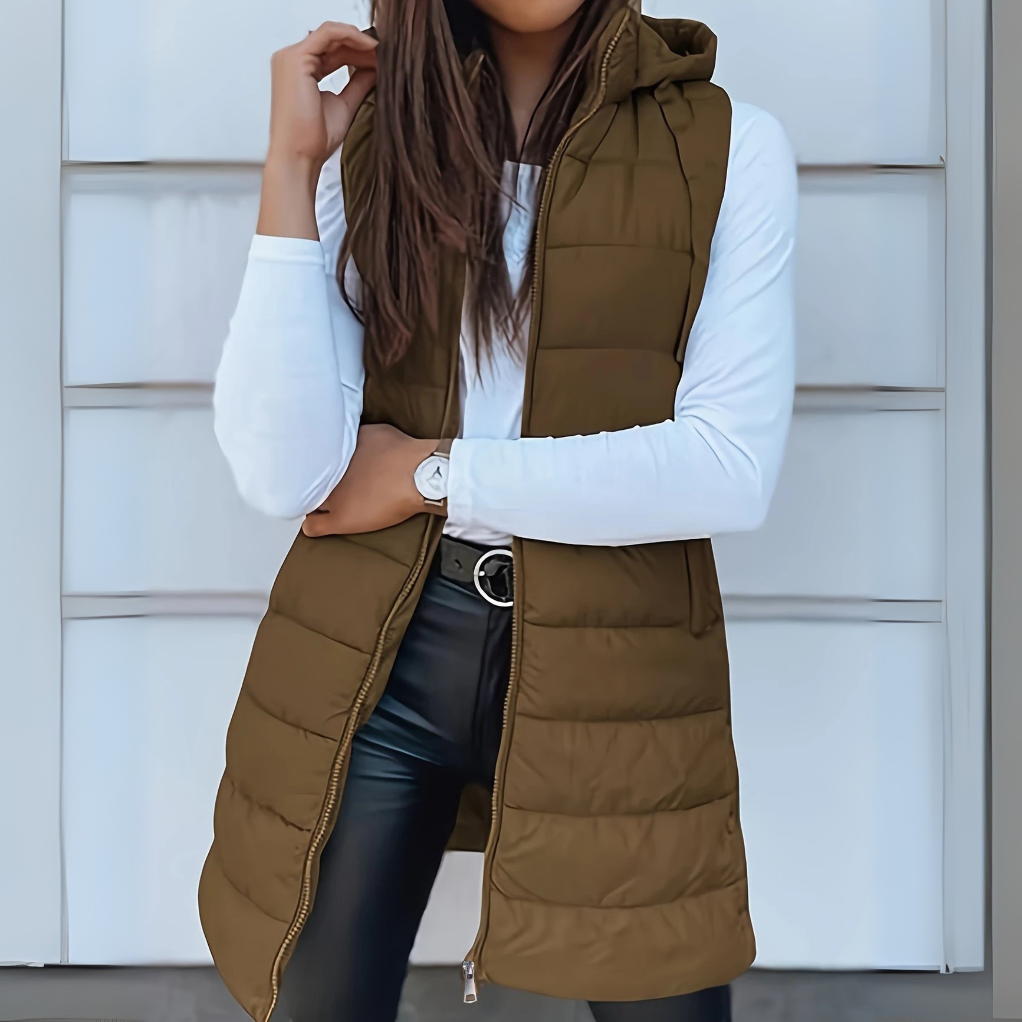 Raine | Casual Sleeveless Hood Long Puffer Vest