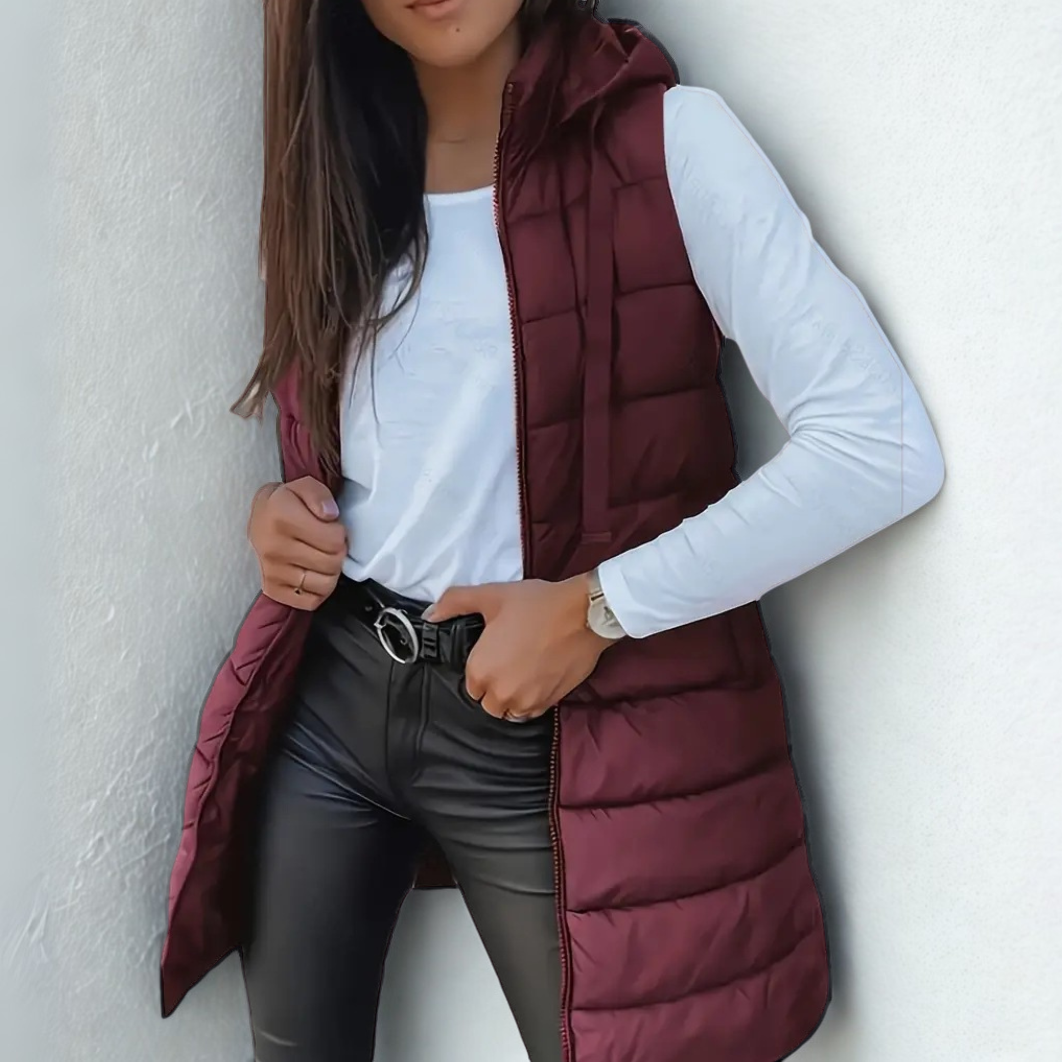 Raine | Casual Sleeveless Hood Long Puffer Vest
