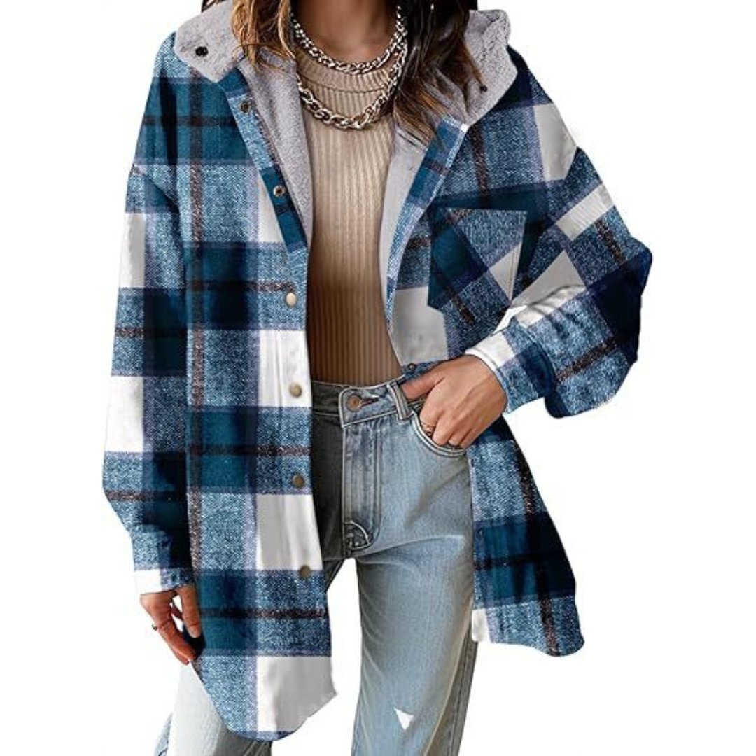Mellony | Relaxed Fit Hooded Plaid Jacket