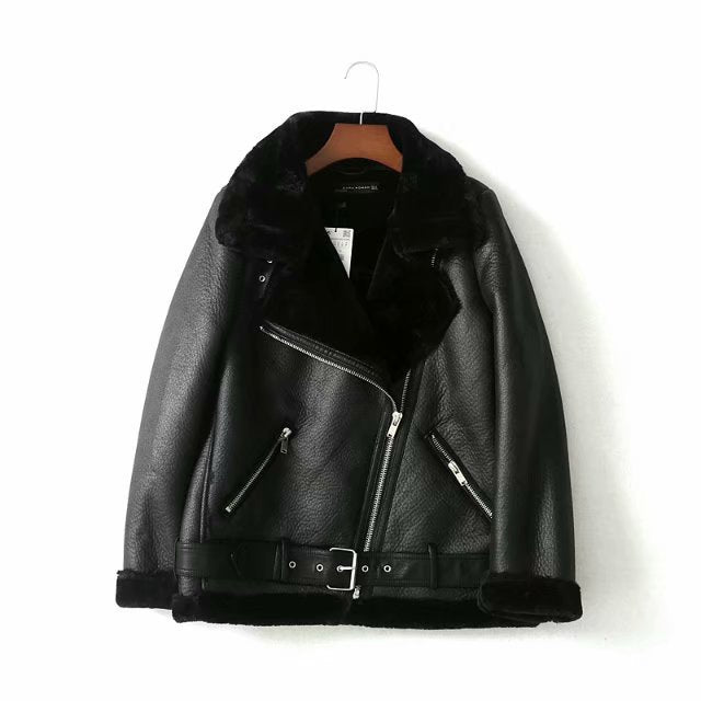 Daniela | Leather Jacket with Zipper Fur