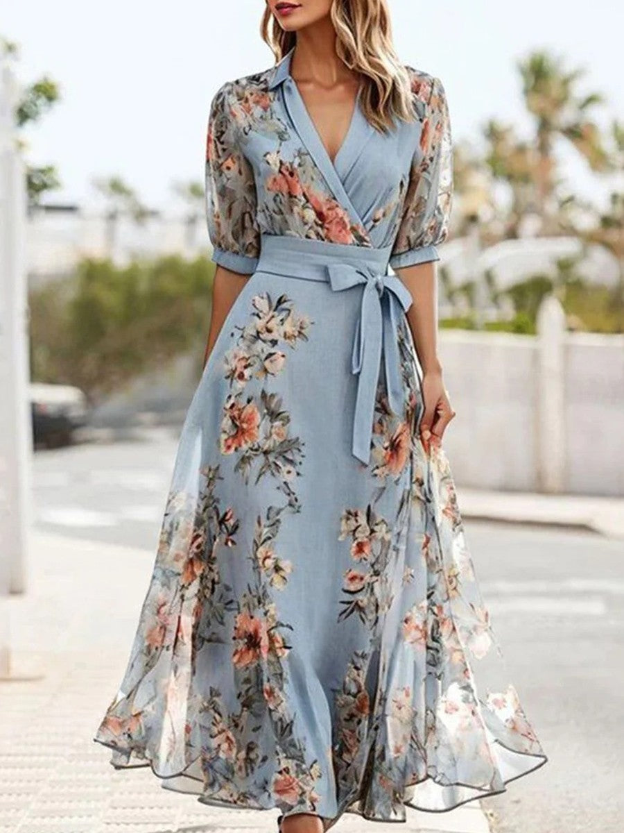 Gaylla | Floral V-Neck Midi Dress