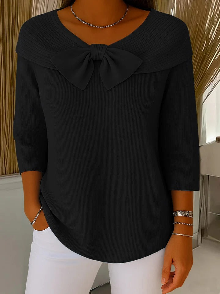 Sheila | Bow and Round Neckline Sweater