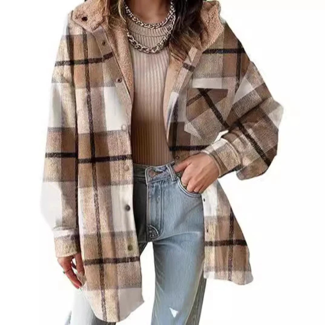 Mellony | Relaxed Fit Hooded Plaid Jacket