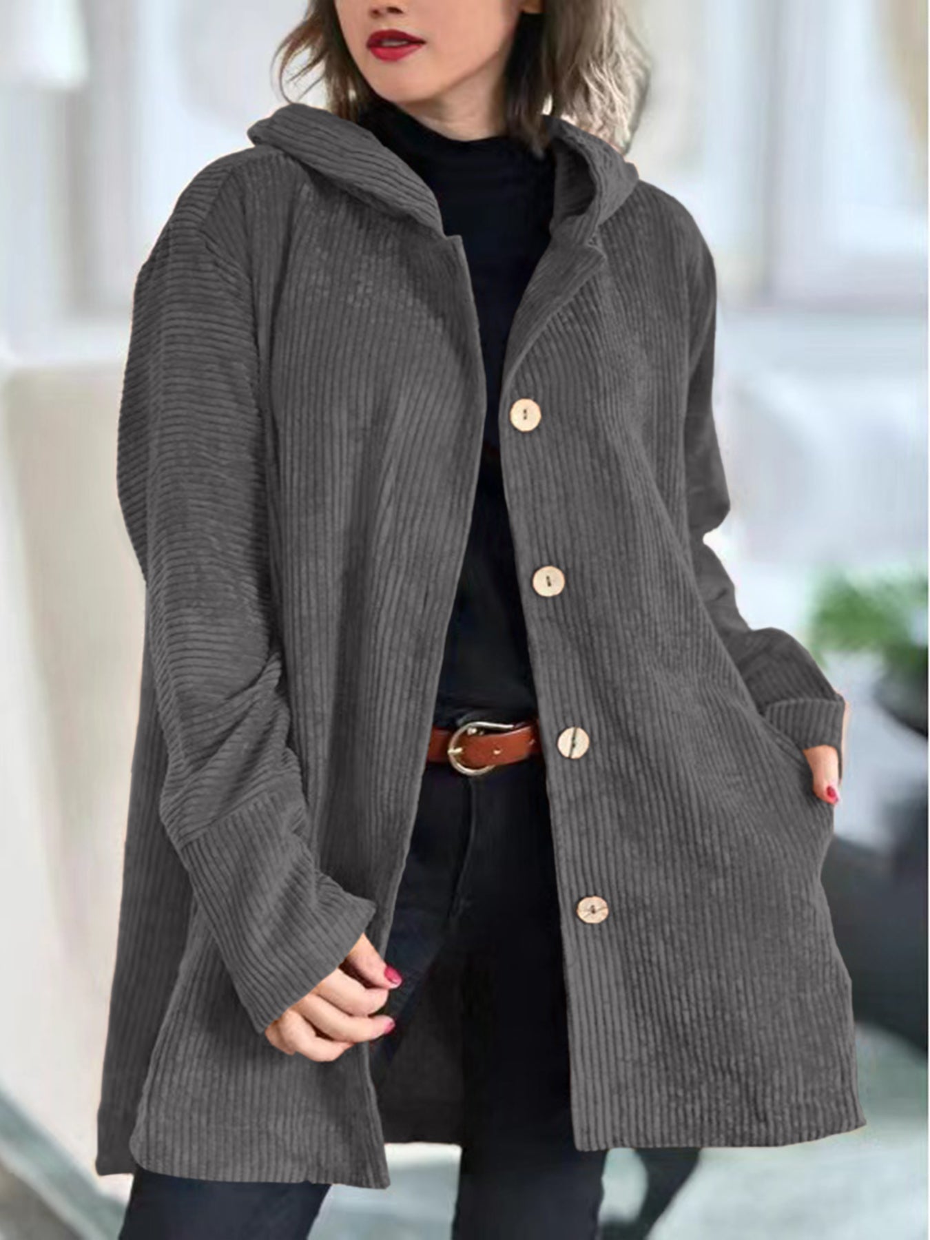 Floryn | Cozy Corduroy Hooded Jacket