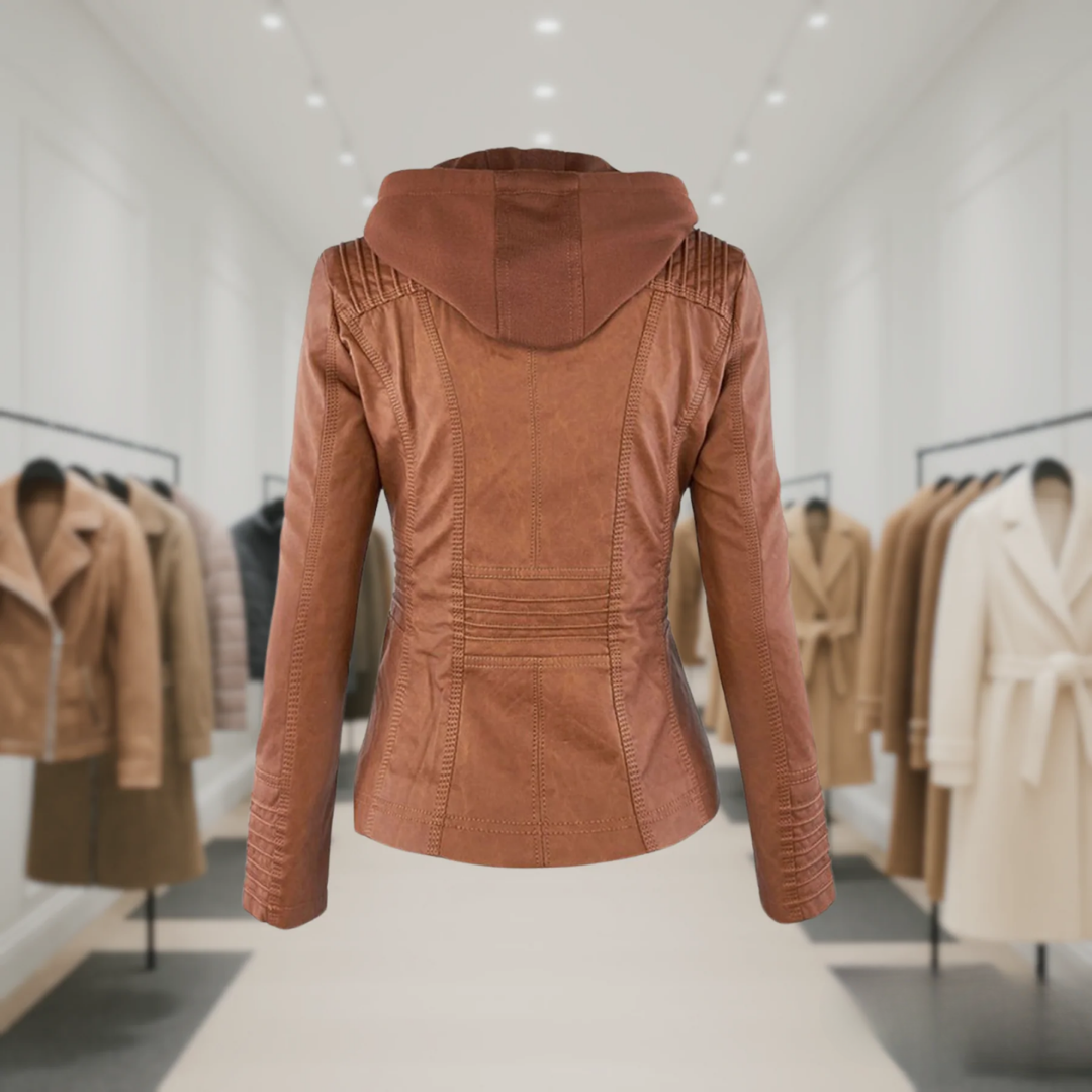 Odessa | Waterproof Leather Jacket with Hood