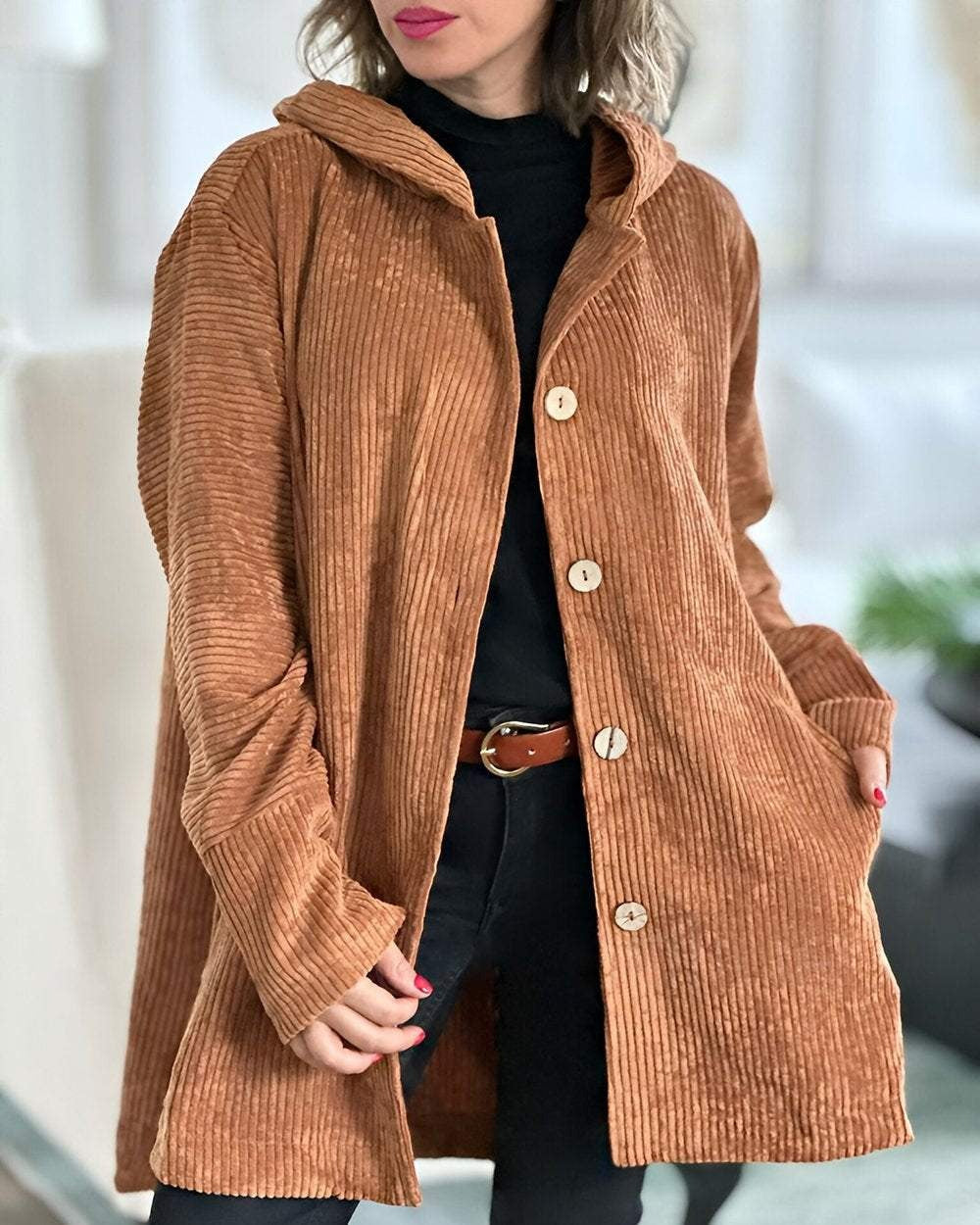 Floryn | Cozy Corduroy Hooded Jacket