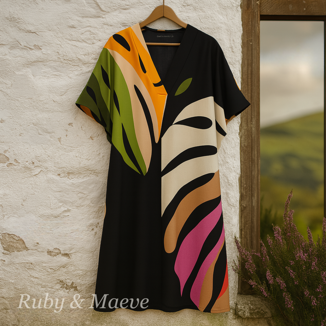 Beatrise | Casual Colorful Leaf Print Dress