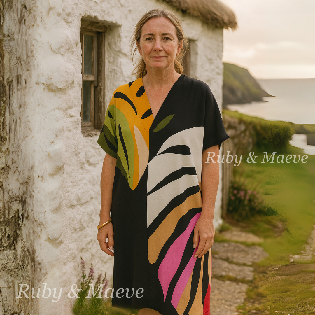 Beatrise | Casual Colorful Leaf Print Dress